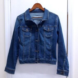 Old Navy Rockstar Denim Jacket Medium Blue Wash Classic Style Women / #1311